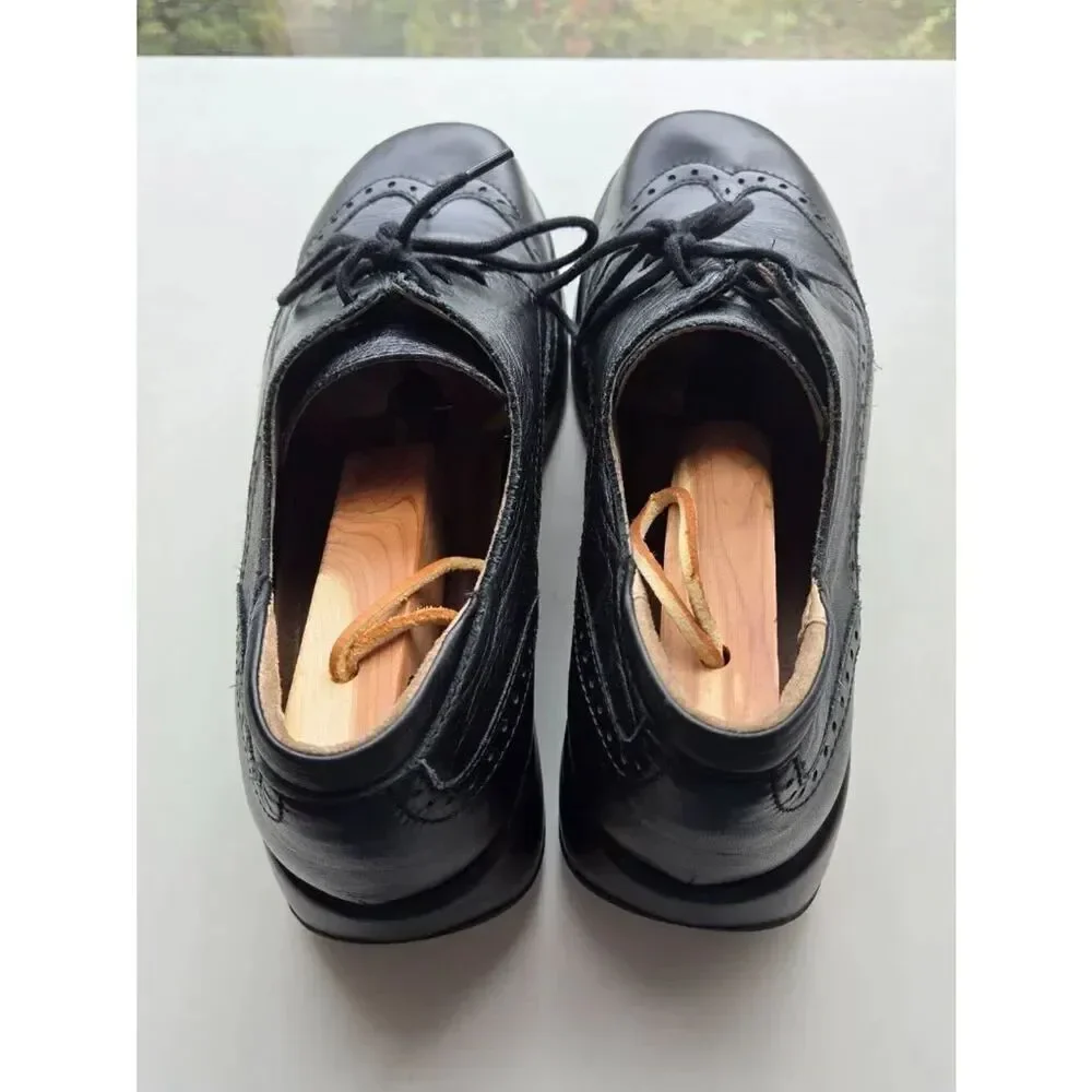 Dromedaris Hornbill Leather Comfort Lace Up Oxfords Size EU 42 Black Wingtip